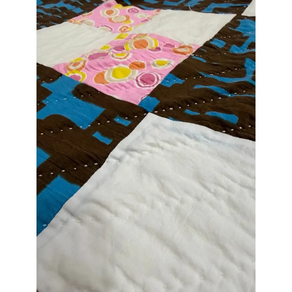 Vintage Appalachian Make Do Quilt Twin Hand Pieced Hand Quilted Patchwork Quilt